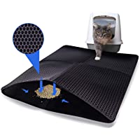 TAMOWA Estera de Arena Gato- 76 x 65 cm Doble Capa de Panal Alfombra para Gatos- Estera para Bandeja de Arena para Gatos…